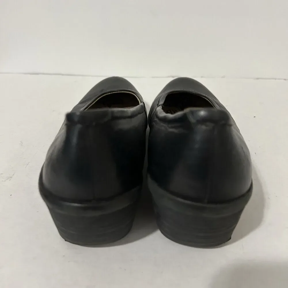 Fly London Black Leather Slip On Wedge Shoes Womens Size 39 /US 8.5 Boho Witchy